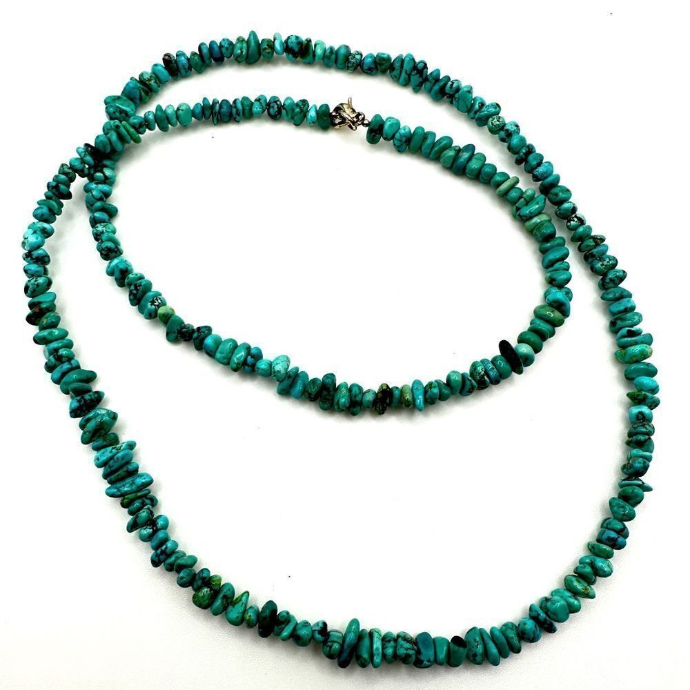 Beautiful 28” turquoise chip necklace!